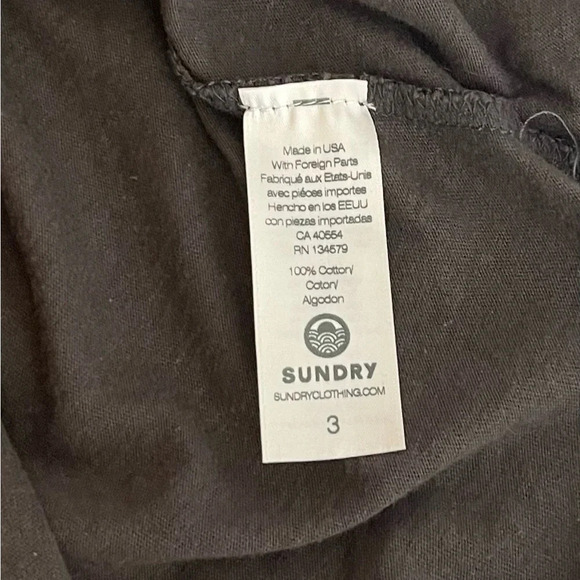 Sundry Striped Pullover Top Size Large 3/4 Sleeve Gray 100% Cotton EUC - Picture 7 of 8